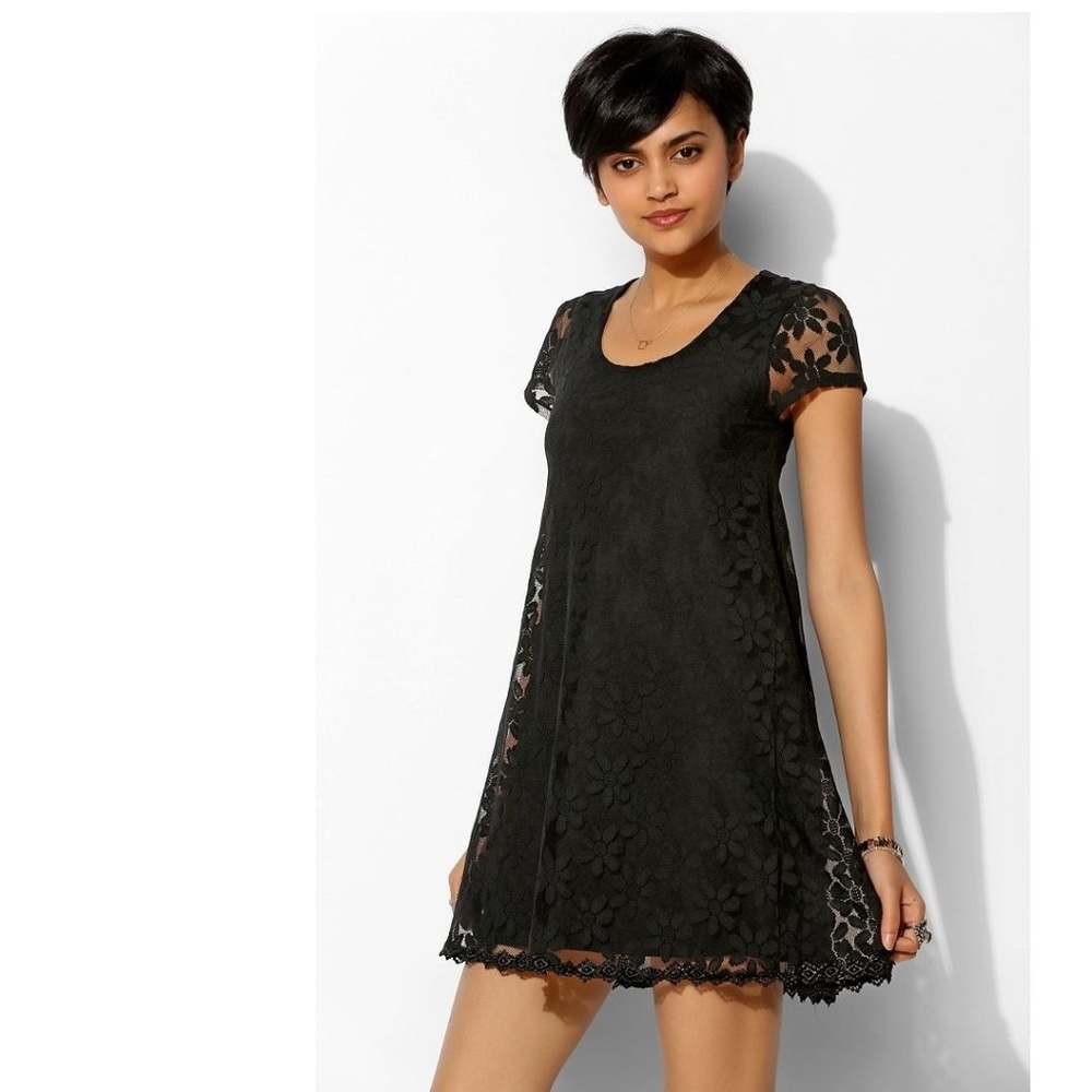 Urban Outfitters Black Lace Trapeze Dress Size S